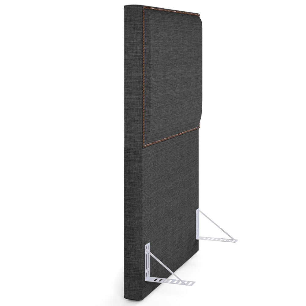 Cabeceira Cama Box Solteiro Com Tachas 100 cm Vicenza L02 Linho Cinza Escuro - Lyam Decor