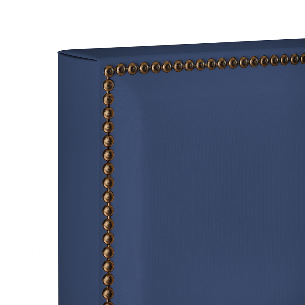 Cabeceira Cama Box Solteiro Com Tachas 100 cm Vicenza L02 Suede Azul Marinho - Lyam Decor