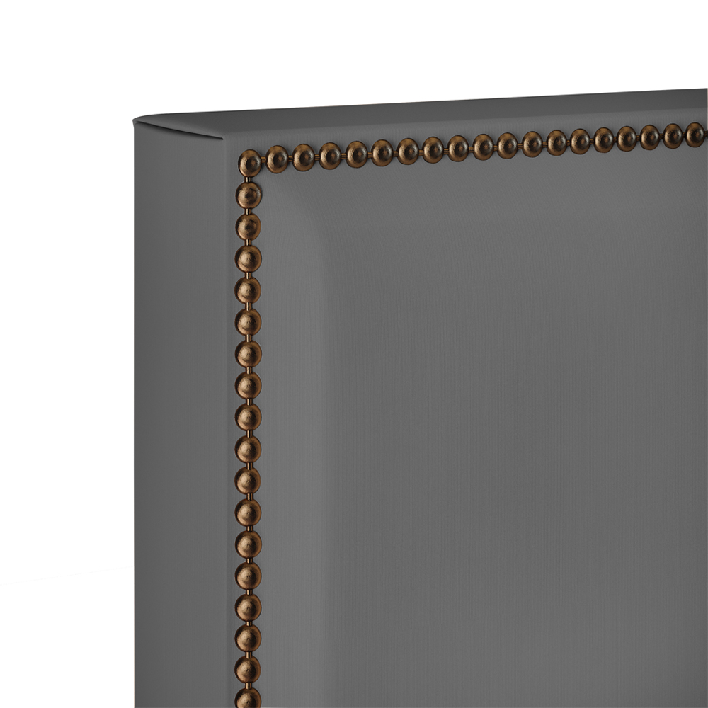 Cabeceira Cama Box Solteiro Com Tachas 100 cm Vicenza L02 Suede Cinza - Lyam Decor
