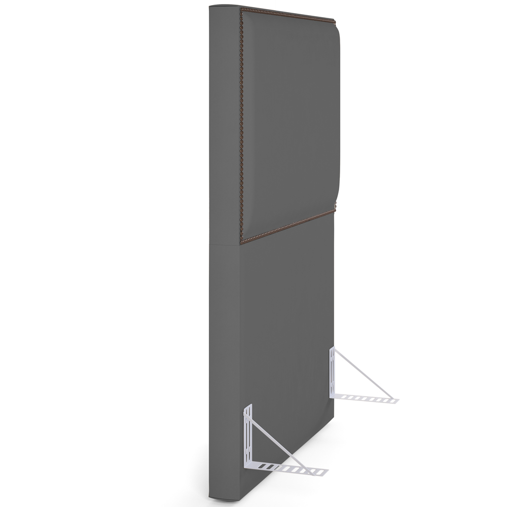 Cabeceira Cama Box Solteiro Com Tachas 100 cm Vicenza L02 Suede Cinza - Lyam Decor