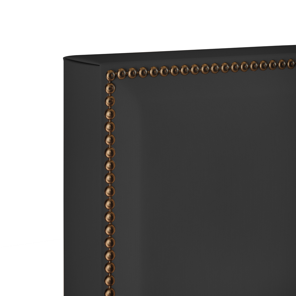 Cabeceira Cama Box Solteiro Com Tachas 100 cm Vicenza L02 Suede Preto - Lyam Decor