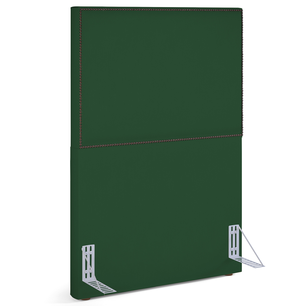 Cabeceira Cama Box Solteiro Com Tachas 100 cm Vicenza L02 Suede Verde Musgo - Lyam Decor