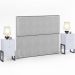 Cabeceira Casal Vicenza 140 cm Linho Cinza L02 Com 02 Mesas de Cabeceira Work Branco - Lyam Decor