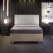 Cabeceira Casal Vicenza 140 cm Linho Cinza L02 Com 02 Mesas de Cabeceira Work Preto - Lyam Decor