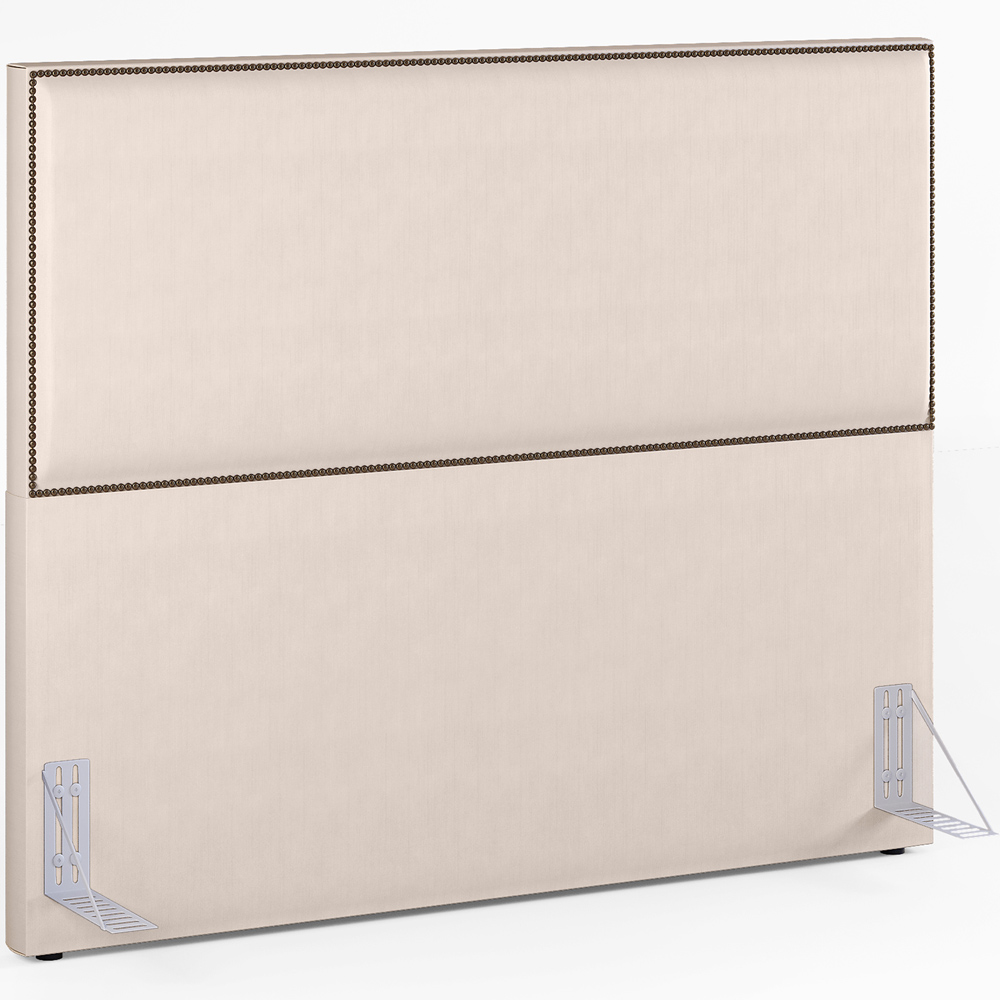 Cabeceira Casal Vicenza 140 cm Suede Bege L02 Com 02 Mesas de Cabeceira Work Branco - Lyam Decor