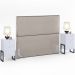 Cabeceira Queen Vicenza 160 cm Linho Bege L02 Com 02 Mesas de Cabeceira Work Branco - Lyam Decor