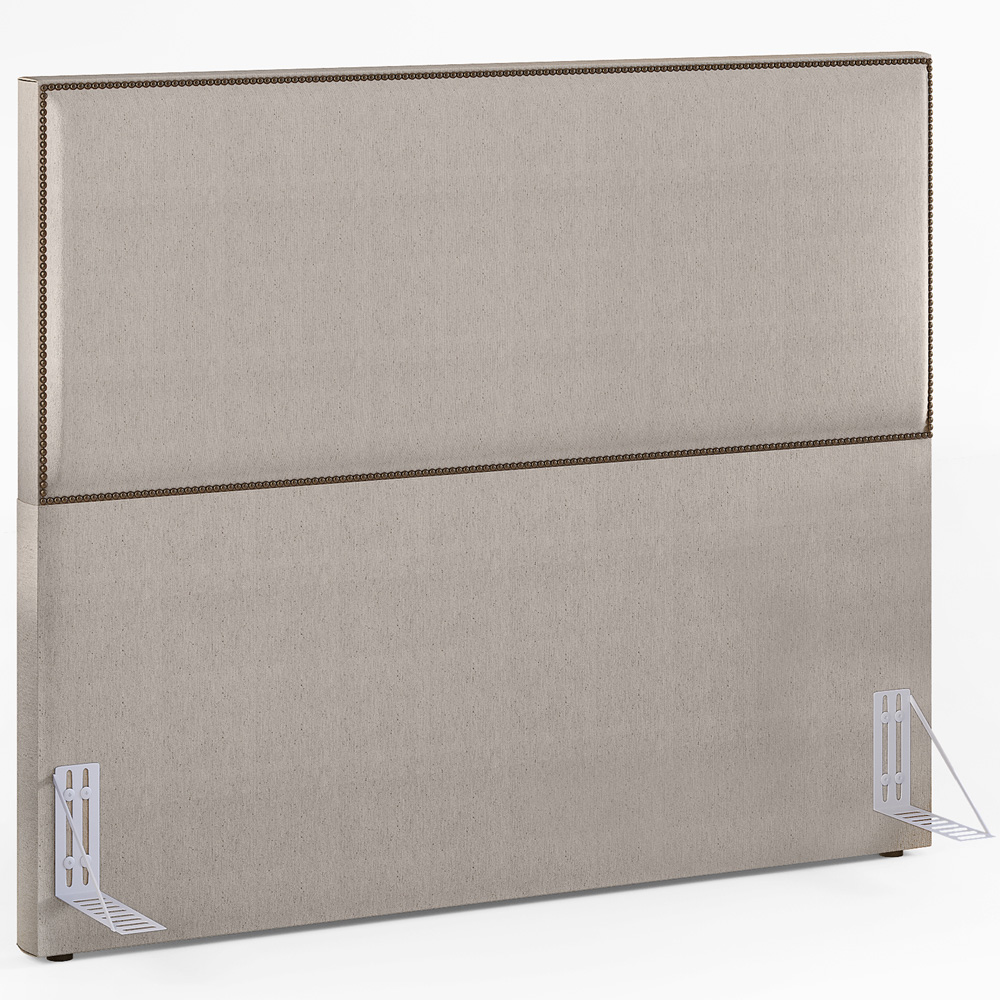 Cabeceira Queen Vicenza 160 cm Linho Bege L02 Com 02 Mesas de Cabeceira Work Branco - Lyam Decor