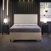 Cabeceira Queen Vicenza 160 cm Linho Bege L02 Com 02 Mesas de Cabeceira Work Preto - Lyam Decor