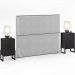 Cabeceira Queen Vicenza 160 cm Linho Cinza L02 Com 02 Mesas de Cabeceira Work Preto - Lyam Decor