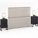 Cabeceira Queen Vicenza 160 cm Linho Cru L02 Com 02 Mesas de Cabeceira Work Preto - Lyam Decor