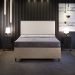 Cabeceira Queen Vicenza 160 cm Linho Cru L02 Com 02 Mesas de Cabeceira Work Preto - Lyam Decor