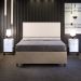 Cabeceira Queen Vicenza 160 cm Suede Bege L02 Com 02 Mesa de Cabeceira Work Branco - Lyam Decor