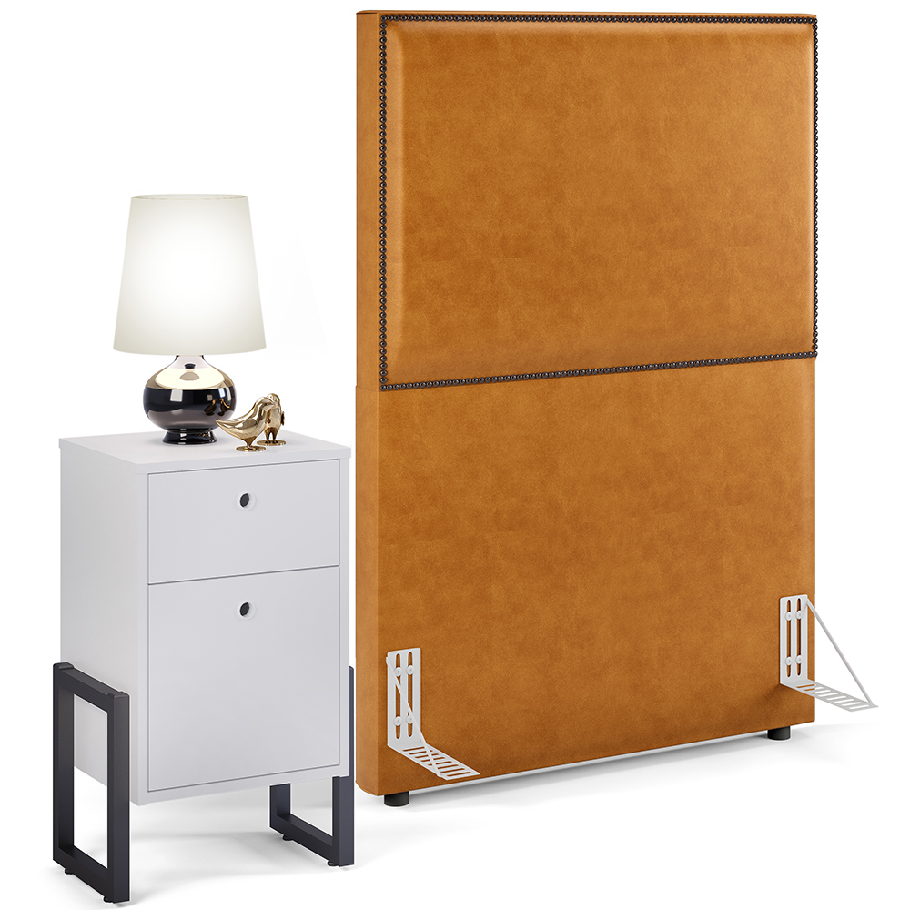 Cabeceira Solteiro Vicenza 100 L02 Couríssimo Whisky E 01 Mesa De Cabeceira Work Branco - Lyam Decor