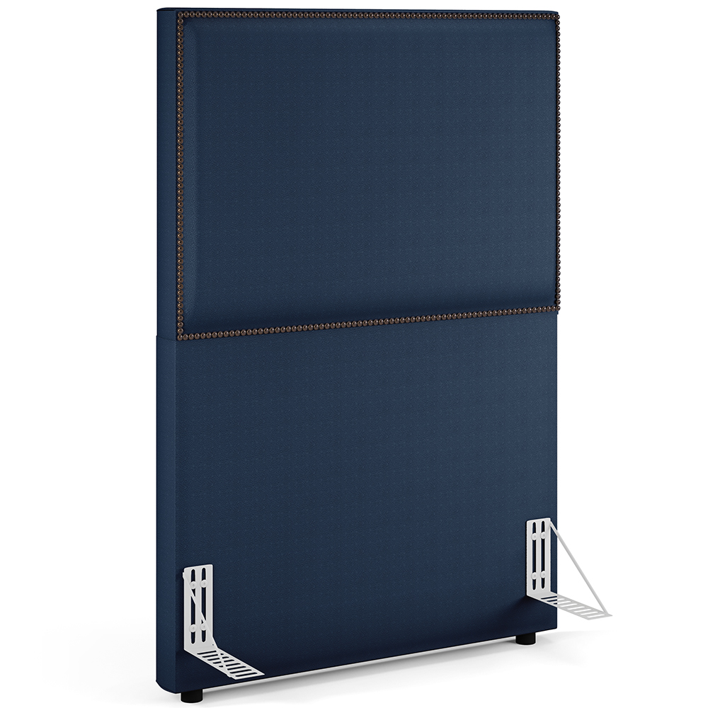 Cabeceira Solteiro Vicenza 100 L02 Facto Azul Marinho E 1 Mesa De Cabeceira Work Branco - Lyam Decor
