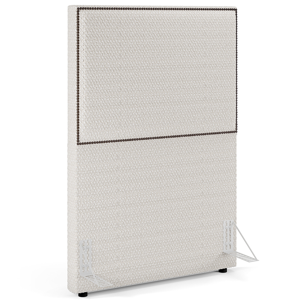 Cabeceira Solteiro Vicenza 100 cm L02 Bouclê Cru Com 01 Mesa de Cabeceira Work Branco - Lyam Decor