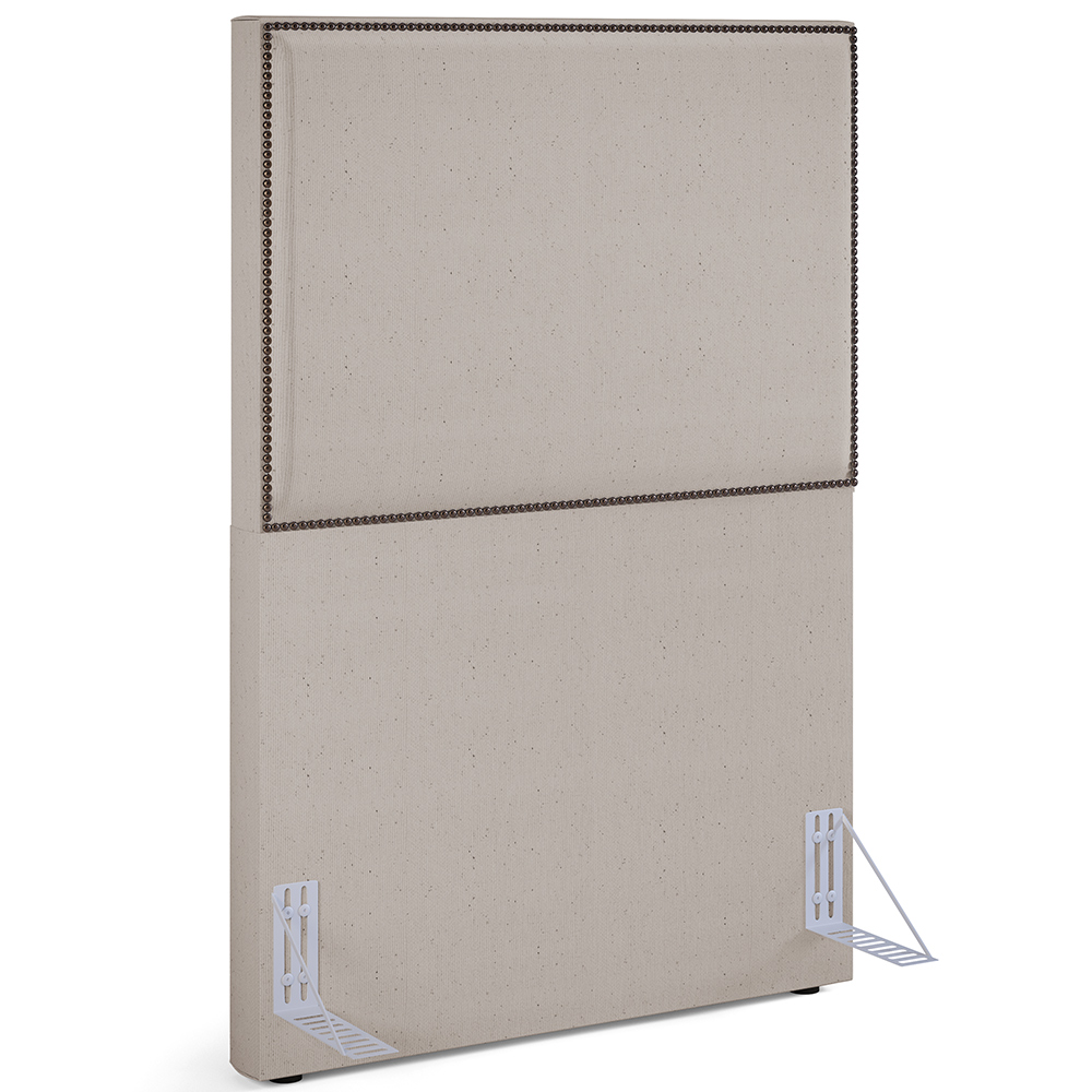 Cabeceira Solteiro Vicenza 100 cm Linho Bege L02 Com 01 Mesa de Cabeceira Work Branco - Lyam Decor