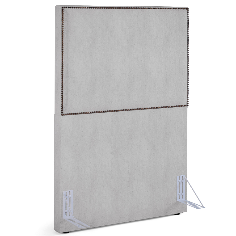 Cabeceira Solteiro Vicenza 100 cm Linho Cinza L02 Com 01 Mesa de Cabeceira Work Branco - Lyam Decor