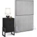 Cabeceira Solteiro Vicenza 100 cm Linho Cinza L02 Com 01 Mesa de Cabeceira Work Preto - Lyam Decor