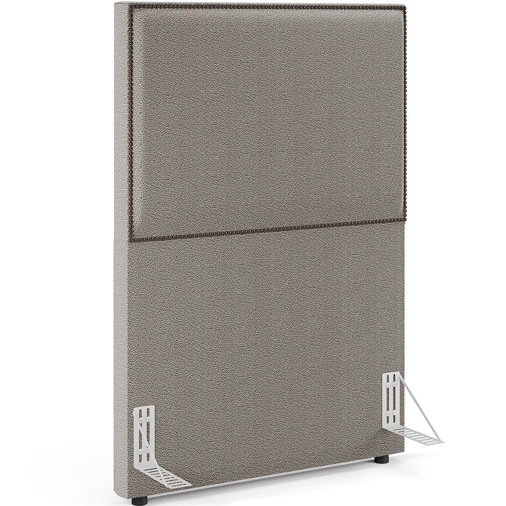 Cabeceira Solteiro Vicenza 100cm L02 Bouclê Bege Com 01 Mesa de Cabeceira Work Branco - Lyam Decor