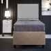 Cabeceira Solteiro Vicenza 100cm L02 Bouclê Cinza Com 1 Mesa de Cabeceira Work Branco - Lyam Decor