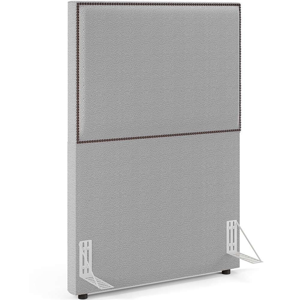Cabeceira Solteiro Vicenza 100cm L02 Bouclê Cinza Com 1 Mesa de Cabeceira Work Branco - Lyam Decor