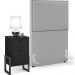 Cabeceira Solteiro Vicenza 100cm L02 Bouclê Cinza Com 1 Mesa de Cabeceira Work Preto - Lyam Decor
