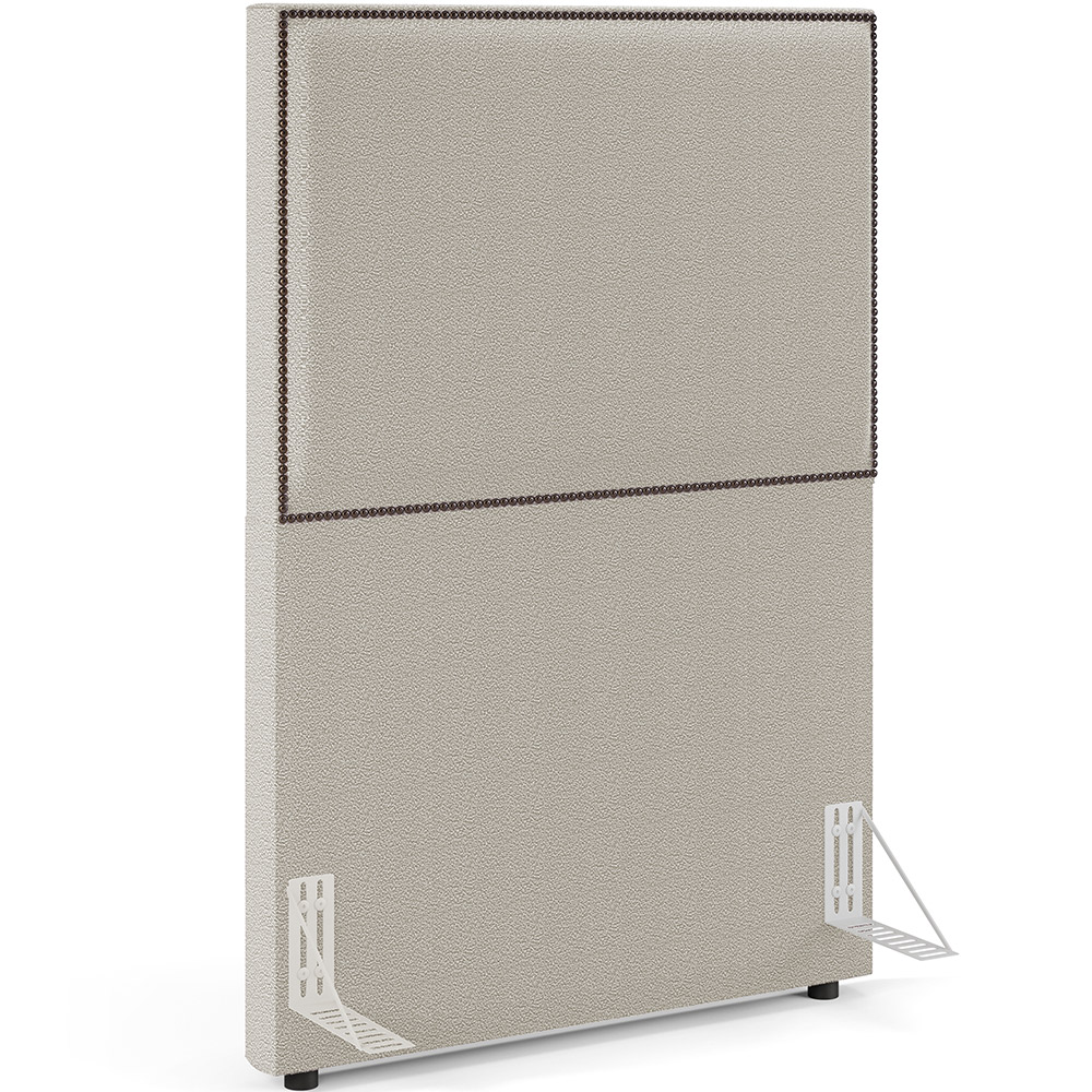 Cabeceira Solteiro Vicenza 100cm L02 Bouclê Creme Com 1 Mesa de Cabeceira Work Branco - Lyam Decor