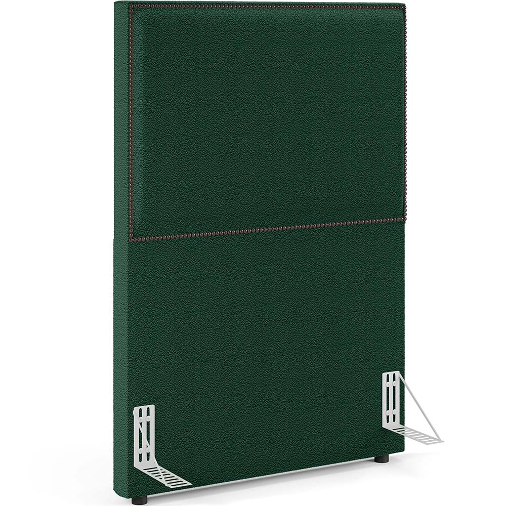 Cabeceira Solteiro Vicenza 100cm L02 Bouclê Verde Com 01 Mesa de Cabeceira Work Branco - Lyam Decor