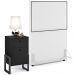 Cabeceira Solteiro Vicenza 100cm L02 Facto Branco Com 01 Mesa De Cabeceira Work Preto - Lyam Decor