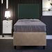 Cabeceira Solteiro Vicenza 100cm Linho Verde Musgo L02 Com Mesa de Cabeceira Work Branco - Lyam Decor