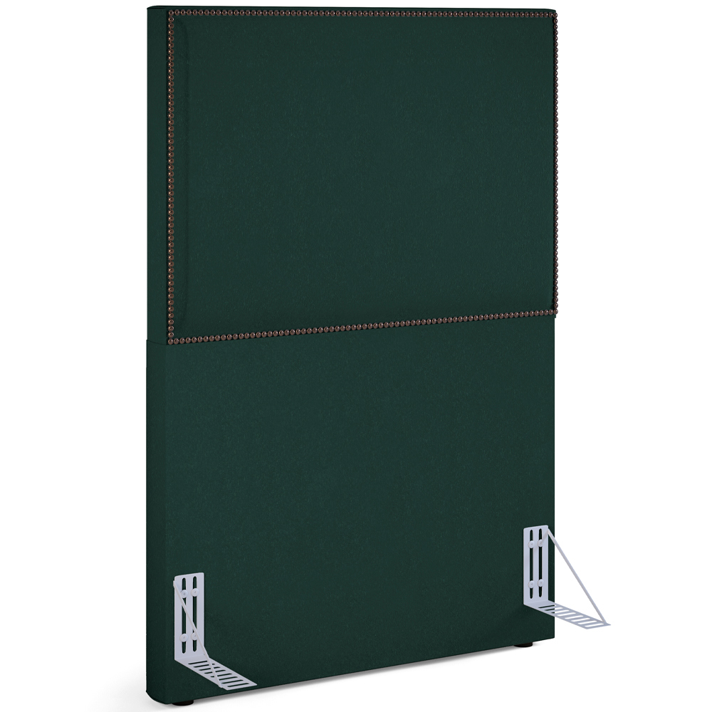 Cabeceira Solteiro Vicenza 100cm Linho Verde Musgo L02 Com Mesa de Cabeceira Work Branco - Lyam Decor