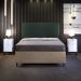 Cabeceira Vicenza 140 cm Linho Verde Musgo L02 Com 02 Mesas de Cabeceira Work Branco - Lyam Decor