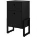 Cabeceira Vicenza 140cm Linho Verde Musgo L02 Com 2 Mesas de Cabeceira Work Preto - Lyam Decor