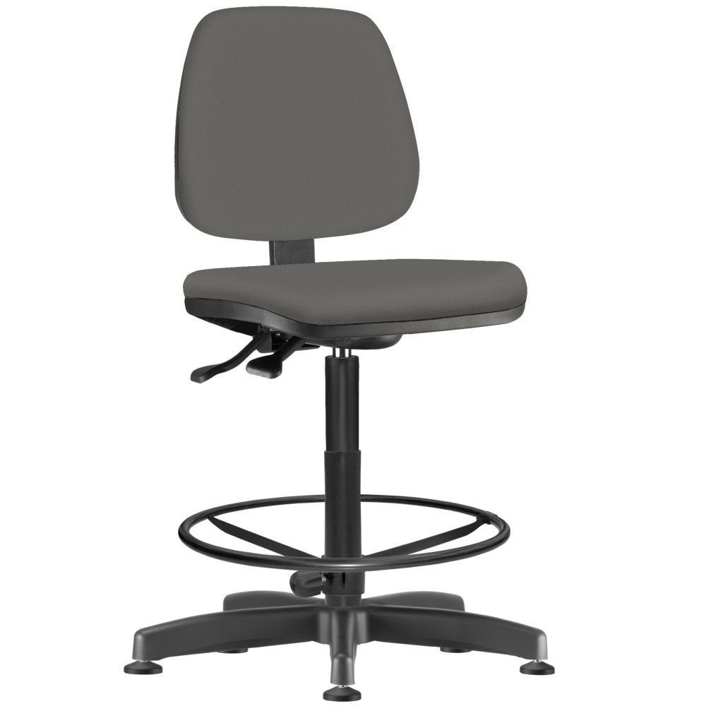 Cadeira Caixa Alta Giratória Job L02 Couro Sintético Cinza - Lyam Decor