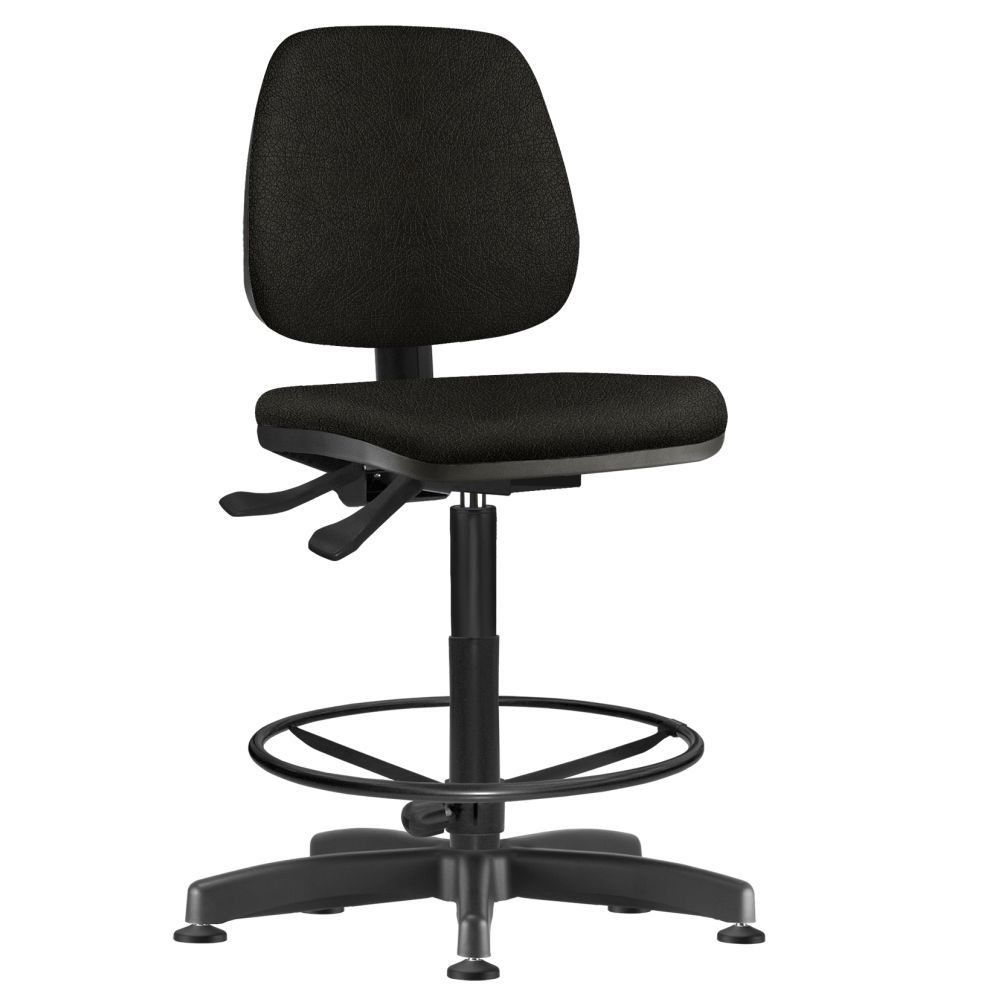 Cadeira Caixa Alta Giratória Job L02 Couro Sintético Preto - Lyam Decor