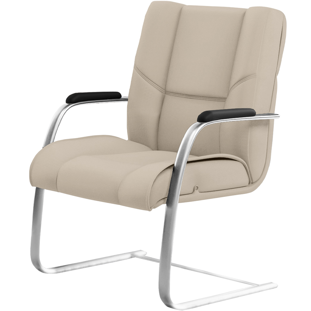 Cadeira De Escritório Fixa Executiva New Onix F02 Tecido Sintético Areia - Lyam Decor