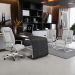 Cadeira De Escritório Fixa Executiva New Onix F02 Tecido Sintético Cinza - Lyam Decor