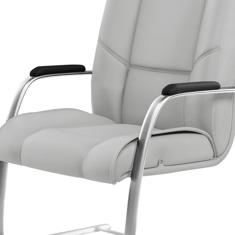 Cadeira De Escritório Fixa Executiva New Onix F02 Tecido Sintético Cinza - Lyam Decor
