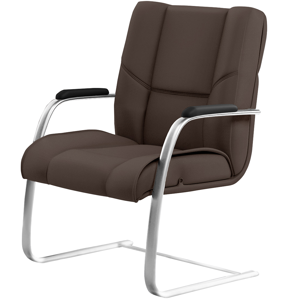 Cadeira De Escritório Fixa Executiva New Onix F02 Tecido Sintético Marrom - Lyam Decor