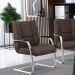 Cadeira De Escritório Fixa Executiva New Onix F02 Tecido Sintético Marrom - Lyam Decor