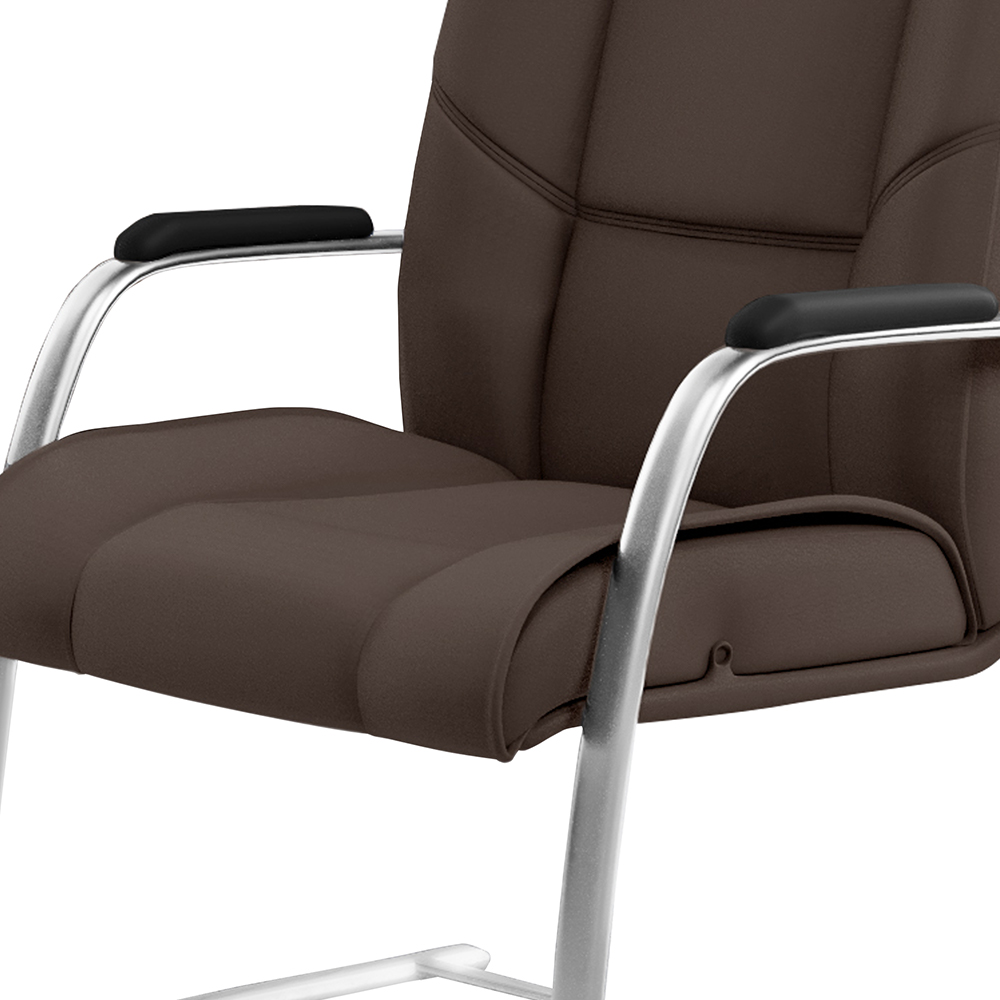 Cadeira De Escritório Fixa Executiva New Onix F02 Tecido Sintético Marrom - Lyam Decor