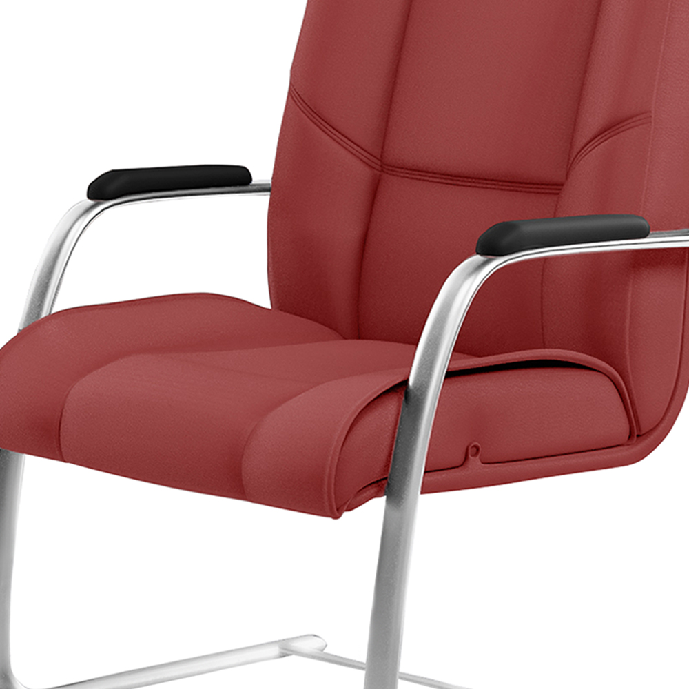 Cadeira De Escritório Fixa Executiva New Onix F02 Tecido Sintético Vermelho - Lyam Decor
