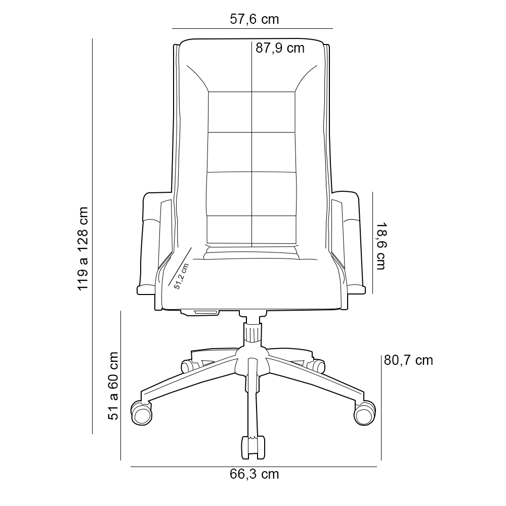Cadeira De Escritório Giratória Presidente Base Cromada Kirk P03 Facto Branco - Lyam Decor