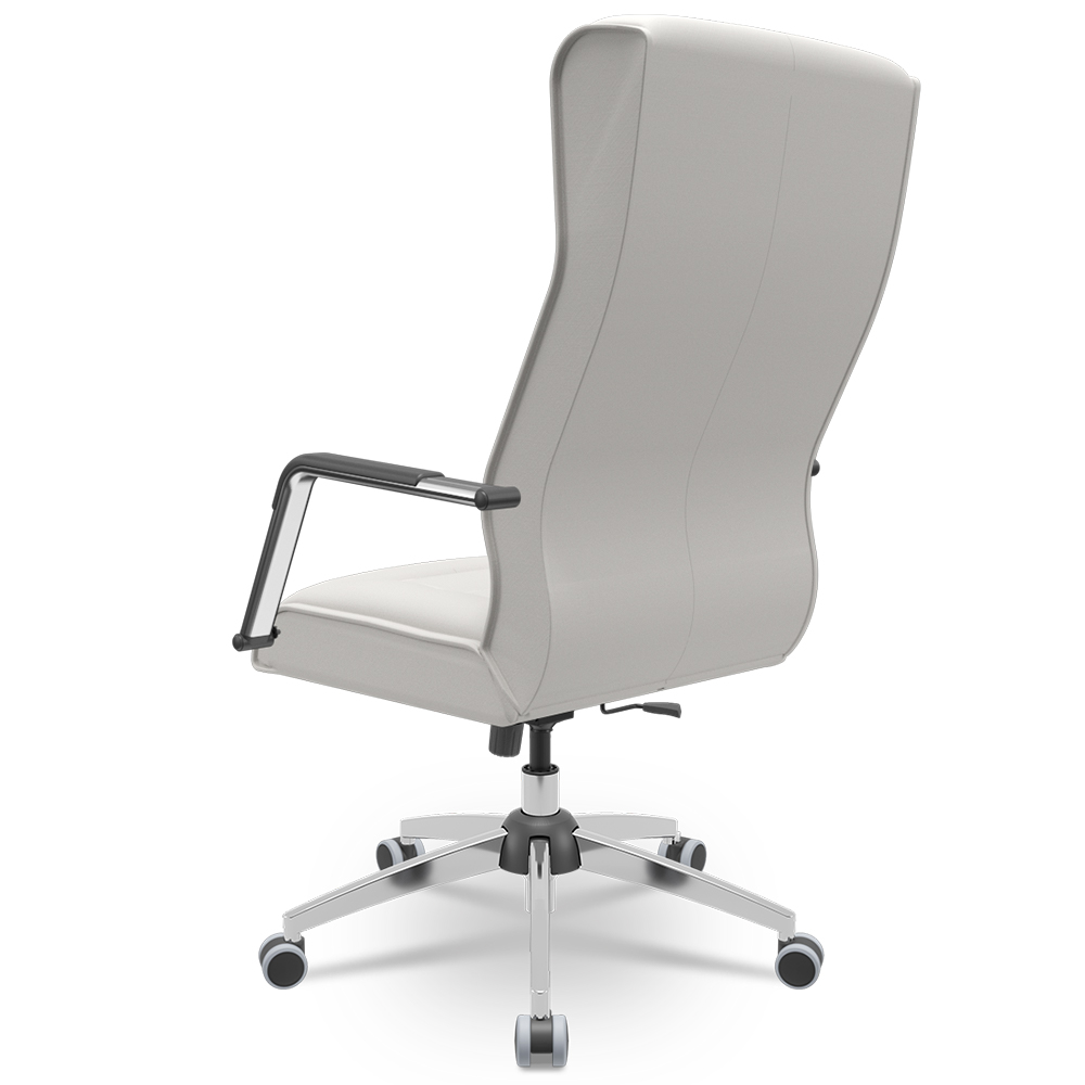 Cadeira De Escritório Giratória Presidente Base Cromada Kirk P03 Facto Branco - Lyam Decor
