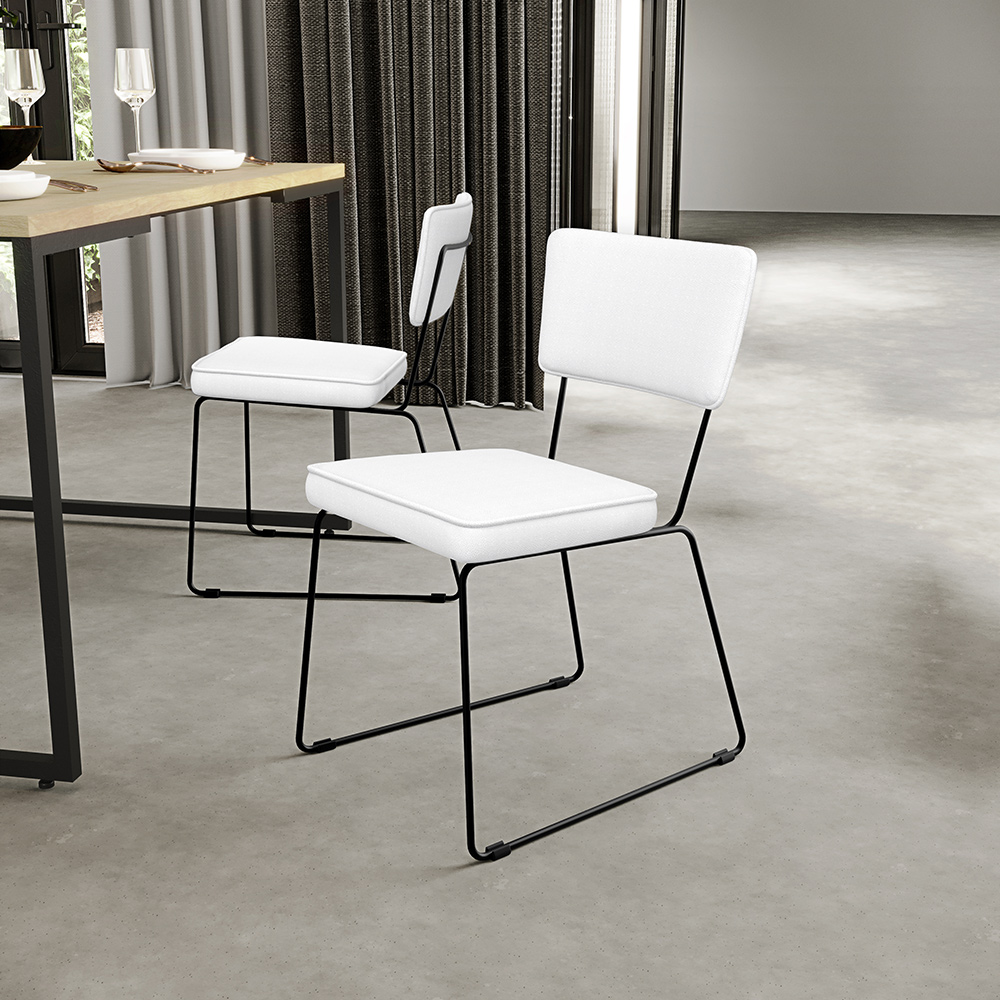 Cadeira Decorativa Estofada Para Sala De Jantar Allana L02 Facto Branco - Lyam Decor