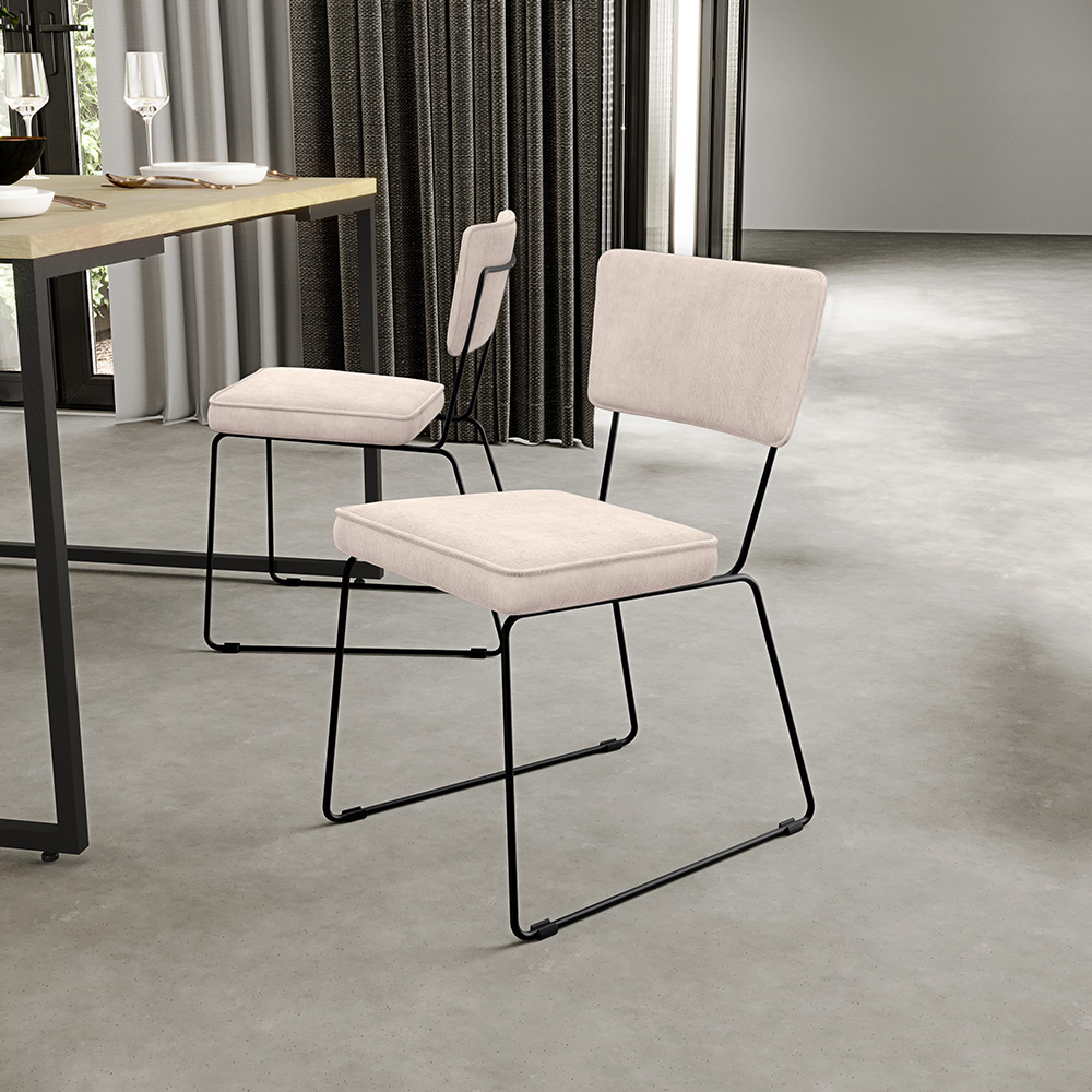 Cadeira Decorativa Estofada Para Sala De Jantar Allana L02 Suede Bege - Lyam Decor