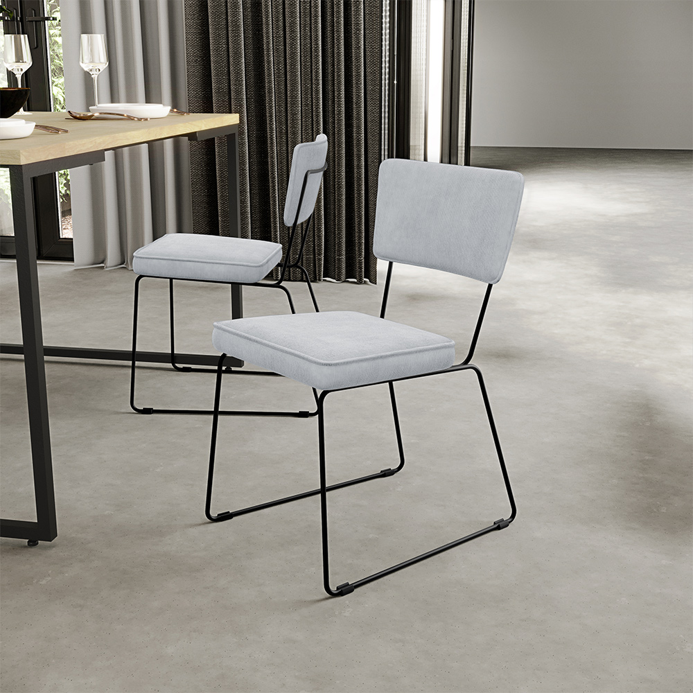 Cadeira Decorativa Estofada Para Sala De Jantar Allana L02 Suede Cinza - Lyam Decor
