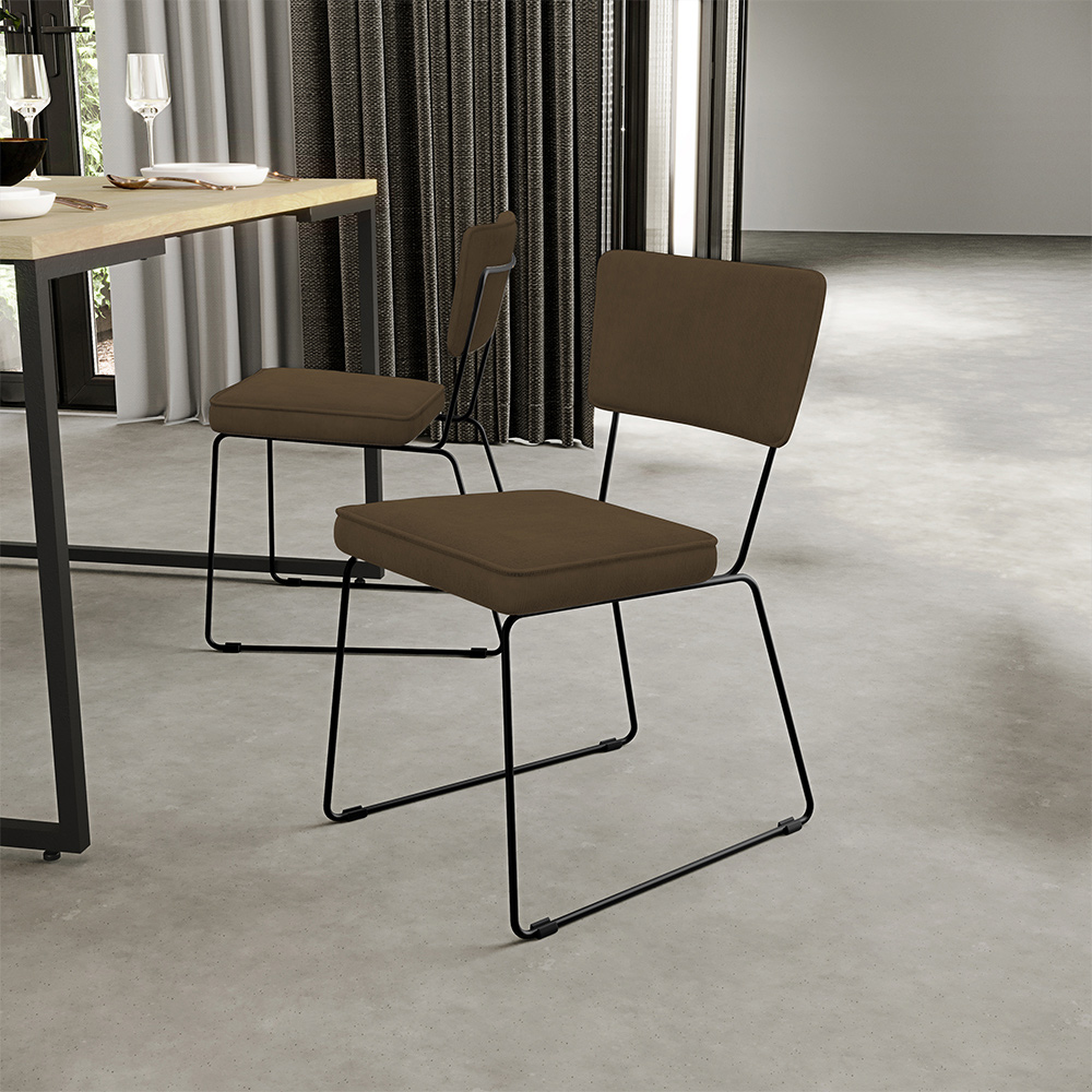 Cadeira Decorativa Estofada Para Sala De Jantar Allana L02 Suede Marrom - Lyam Decor