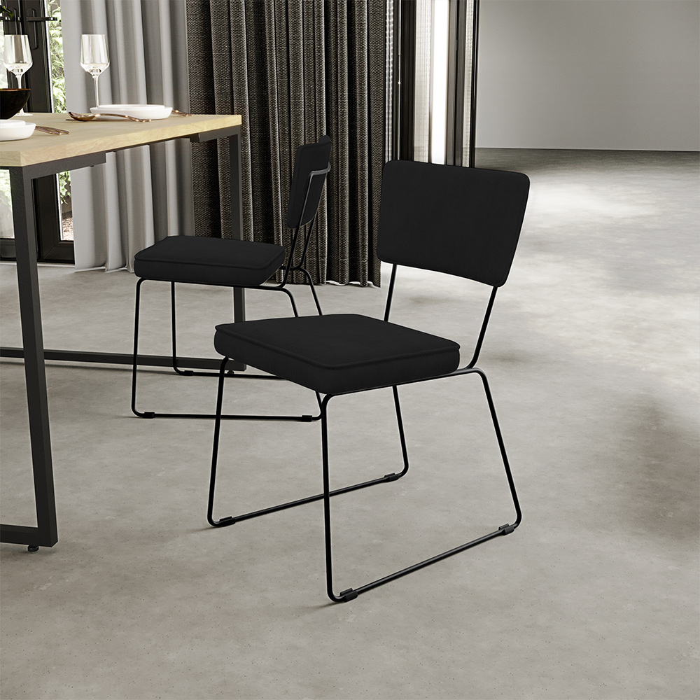 Cadeira Decorativa Estofada Para Sala De Jantar Allana L02 Suede Preto - Lyam Decor