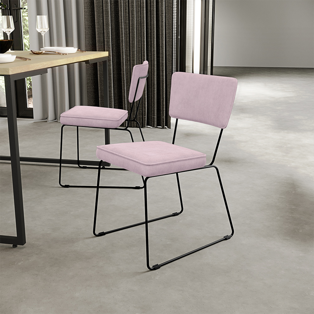 Cadeira Decorativa Estofada Para Sala De Jantar Allana L02 Suede Rosê - Lyam Decor